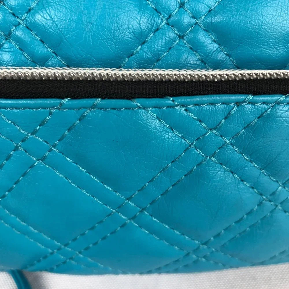 Far Nine Womens Turquoise Blue Quilted Mini Crossbody Bag